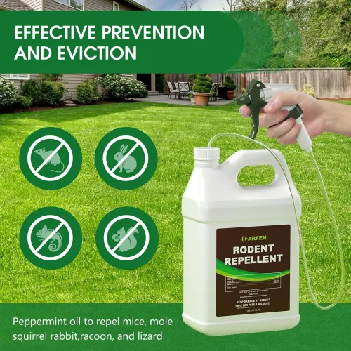 Vista 2 de Spray repelente de roedores: fórmula natural eficaz de menta para ratones, ratas, ardillas y roedores. Seguro para motores de interiores, exteriores