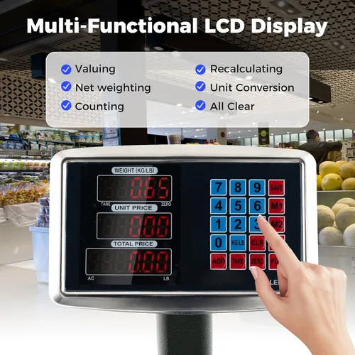 Vista 5 de Goplus Báscula digital de plataforma de 660 libras, báscula postal electrónica comercial con calculadora de precios de LB/kg, precisión de 0.1