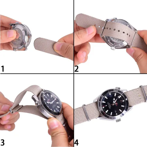 Vista 5 de Ritche - Correas de nailon balísticas militares de 16, 18, 20, 22 y 24 mm.Repuesto de nailon para hombres y mujeres (4 paquetes).