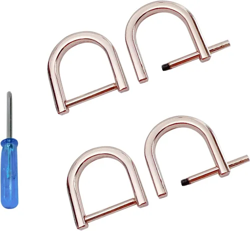 Vista 13 de willikiva 4 anillos en D con tornillo de cierre de repuesto para llave de grillete en forma de U, soporte de anillos D, herradura, de cuero