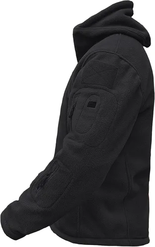 Vista 6 de TACVASEN Chaqueta táctica de forro polar con capucha para hombre, Gris, verde