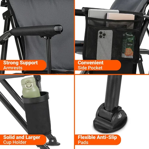 Vista 8 de Overmont Silla de camping climatizada con respaldo alto - 3 niveles de calor Calefacción por separado de 2 zonas - Soporte de 450 libras Silla
