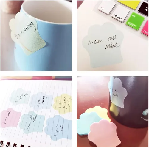 Vista 4 de Notas adhesivas transparentes para mujeres, divertidas notas adhesivas transparentes para niños, lindas y coloridas huellas de patas, juego de 6