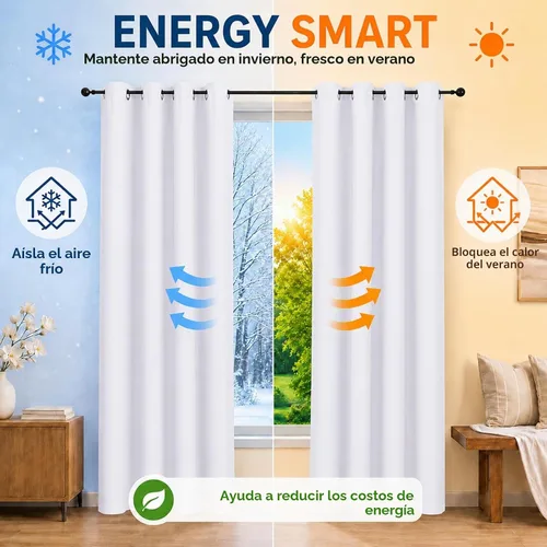 Vista 3 de Simplebrand Cortinas blancas puras de 96 pulgadas de largo para oscurecer la habitación, juego de 2 paneles para dormitorio/sala de estar, bloqueo