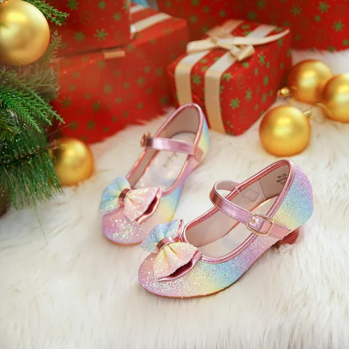 Vista 8 de Walofou Zapatos de vestir para niñas de flores, zapatos de tacón para fiesta de boda, zapatos planos de princesa Mary Jane para niños pequeños