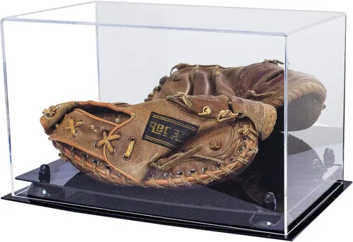 Vista 174 de Better Display Cases Vitrina de guantes de béisbol de acrílico transparente con elevadores negros (A011/V16)