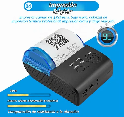 Vista 6 de Yoidesu Mini impresora de recibos, impresora térmica portátil Bluetooth portátil de 2.283 in, compatible con Android VISTA Linux, impresora