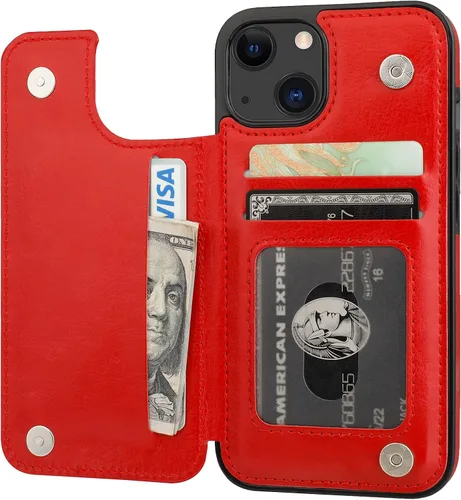 Vista 10 de ONETOP - Funda tipo cartera con tarjetero para iPhone 13, color negro Kickstand,ID/Cash Holder,Case Wallet with Card Slots,Double Magnetic