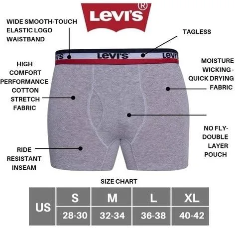 Vista 7 de Levi's Mens Boxer Briefs Breathable Stretch Underwear 4 Pack