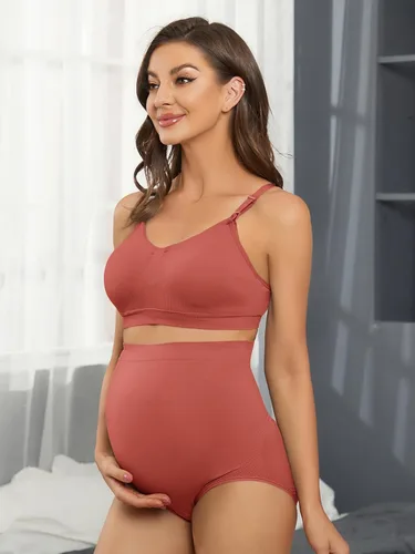 Vista 3 de SOLY HUX Ropa interior de punto de maternidad de 5 piezas para mujer, sin costuras, bragas de embarazo