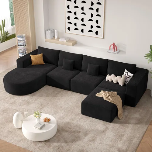 Vista 11 de Sofá cama modular, sofás de nube convertibles para sala de estar, 2 tumbonas de pana sin hueso, sofá cama de gran tamaño para dormitorio,