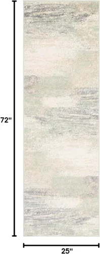 Vista 2 de SAFAVIEH Colección Adirondack Alfombra de Pasillo - 2'1" x 6', Marfil y Salvia, Diseño Abstracto Moderno, No Desprende Pelusa y Fácil Cuidado, Ideal