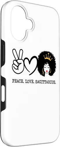 Vista 3 de Peace Love Sagitario Queen Girl Zodiac Afro - Carcasa para iPhone 16