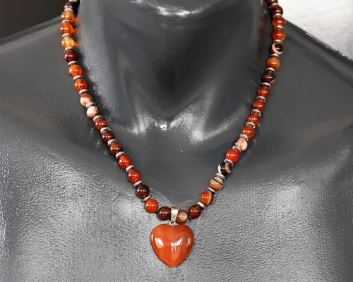 Vista 96 de Colgante de corazón de aventurina natural, Collar de cuentas de aventurina genuina, Collar de piedra verde, Collar de piedras preciosas, Cuentas