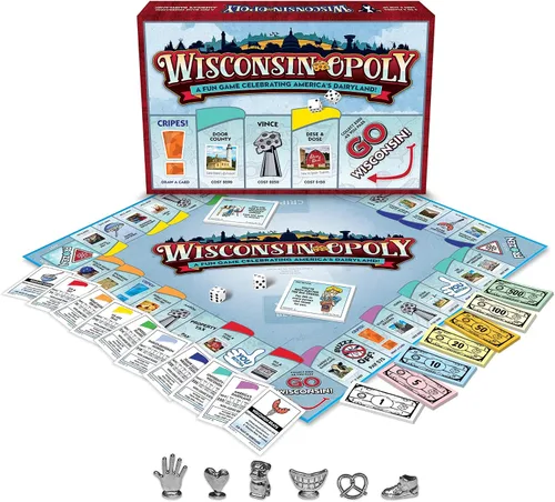 Vista 2 de Late for The Sky Wisconsin-Opoly Juego de mesa - Juego de fiesta de estrategia familiar para 2-6 jugadores, mayores de 8 años - Compra propiedades