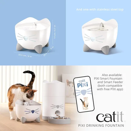 Vista 6 de Catit PIXI - Fuente de agua para gatos, fuente de agua corriente, color rosa, 2.0 libras (individual) (paquete de 6)