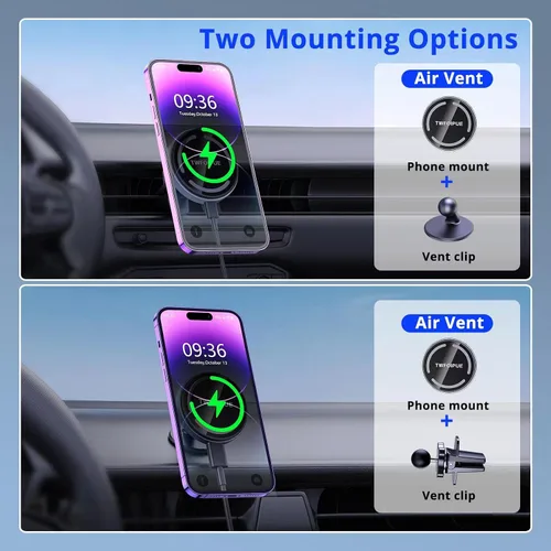 Vista 3 de Soporte magnético inalámbrico para cargador de coche compatible con Magsafe iPhone14/iPhone 13/iPhone 12/12 Mini/12 Pro/12 Pro Max, 15 W de carga