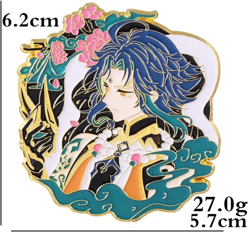 Vista 2 de Genshin Impact Hutao Broche Broche esmaltado de personajes Hutao Cosplay Broche de solapa Regalo para fanáticos, mujeres y niñas, Metal, Sin gemas.
