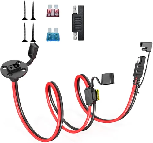 Vista 8 de ELFCULB Cable de extensión de enchufe de alimentación SAE a conector SAE, puerto de pared lateral SAE de montaje en panel de 14 AWG de 2 pies