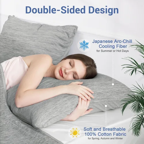 Vista 3 de Elegear - Juego de 2 fundas de almohada refrescantes para personas que duermen con calor, tamaño King (20 x 36 pulgadas)