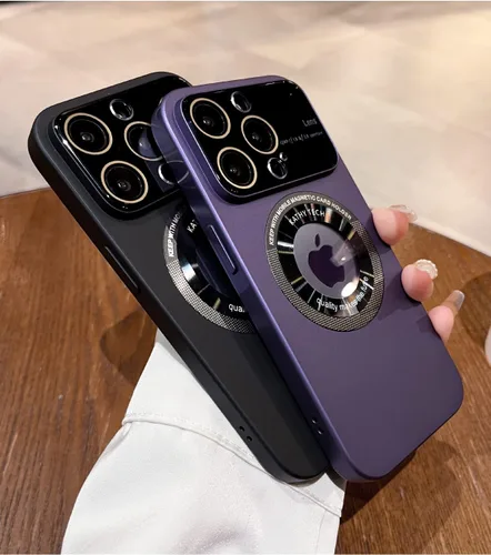 Vista 7 de Funda magnética para iPhone 12 Pro Max, vista del logotipo, protector de cámara de lente de vidrio de ventana, compatible con Magsafe, para mujeres