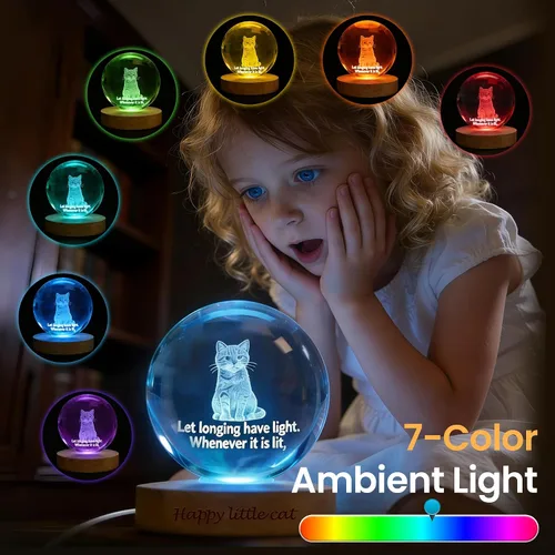 Vista 5 de Bola de fotos de cristal 3D personalizada, regalo de imagen grabado con láser, recuerdo conmemorativo único y luz nocturna LED romántica para mamá