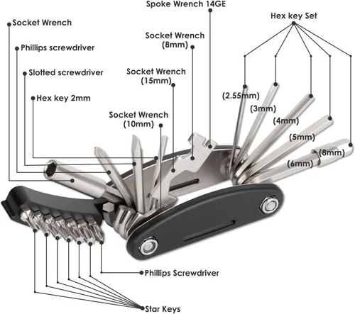 Vista 6 de WOTOW Kit de herramientas para bicicleta, multiherramienta portátil