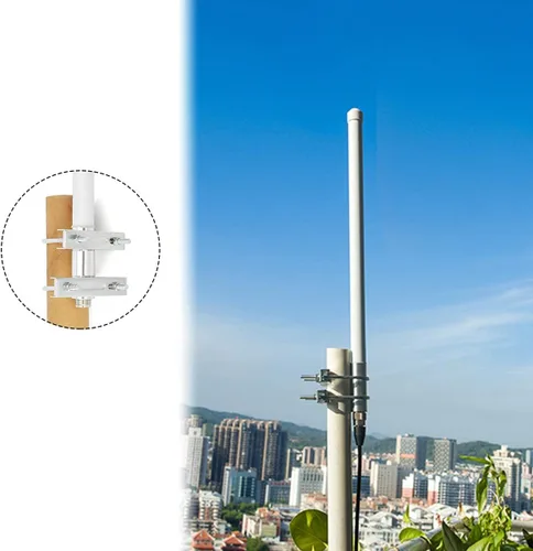 Vista 3 de Antena de radio móvil de fibra de vidrio UHF, antena base GMRS de 400-470 mhz, conector SO239 de 17 pulgadas para radioaficionado repetidor