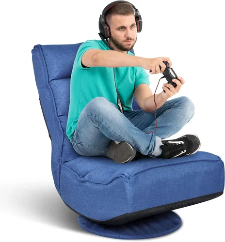 Vista 8 de ERGOMASTER Silla plegable reclinable para juegos con giro de 360 grados, 5 posiciones ajustables (negro)