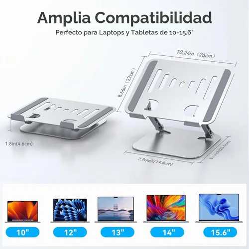 Vista 4 de K&ZZ Soporte para computadora portátil para escritorio, soporte ajustable 03-Plateado