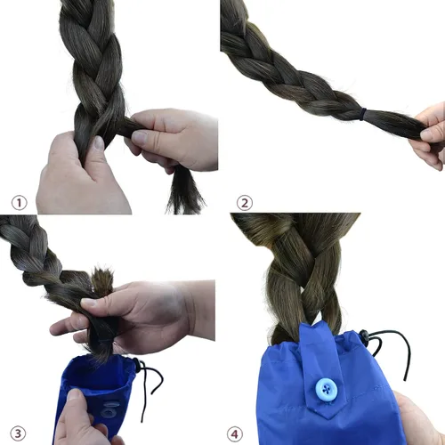 Vista 4 de Paquete de 3 bolsas de cola de caballo, bolsa impermeable para proteger la cola de la suciedad roce