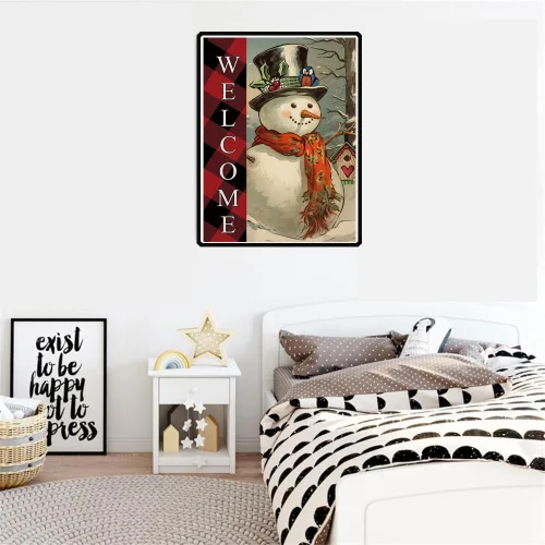 Vista 2 de Kit de pintura artística de diamantes de bienvenida de Navidad para adultos, diseño de muñeco de nieve para adultos, arte de diamantes por números