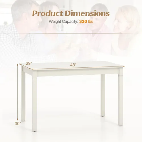 Vista 10 de Giantex Mesa de comedor para 4 personas, mesa de cocina de 48 x 29 pulgadas con patas de madera, mesa de comedor rectangular para espacios pequeños