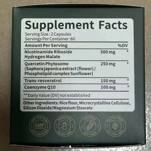 Vista 8 de Suplemento NAD, NAD+ nicotinamida ribósido resveratrol 1000 mg, suplemento liposomal de NAD para mujeres y hombres, NAD Plus con CoQ10 para energía