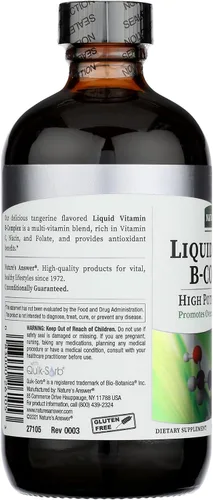 Vista 5 de Nature's Answer El complejo líquido de vitamina B apoya niveles de energía saludables Promueve la función nerviosa saludable Sabor a mandarina