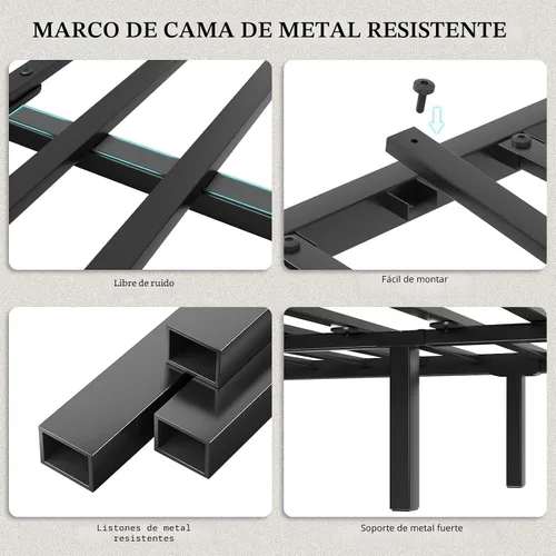 Vista 9 de LOEWAY Base de cama tamaño Queen con cabecero de almacenamiento y luces LED, color gris