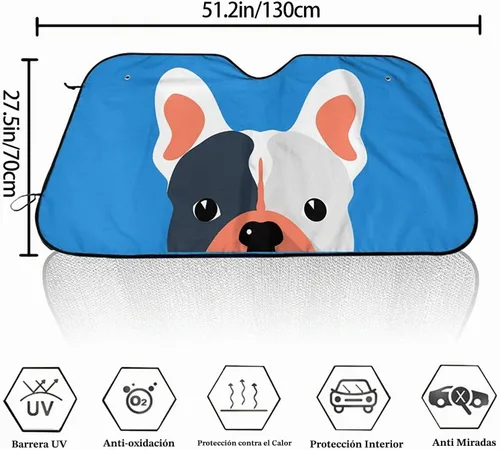 Vista 3 de Parasol personalizado para parabrisas de vehículo, protector de ventana frontal con diseño reflectante, protector contra rayos UV para automóviles