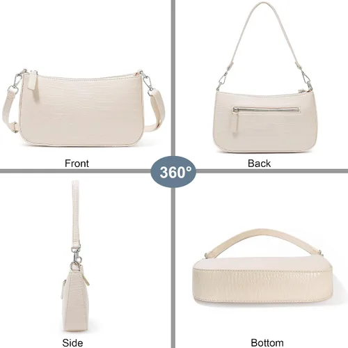 Vista 2 de NIUEIMEE ZHOU Bolso de hombro pequeño con 2 correas extraíbles para mujer