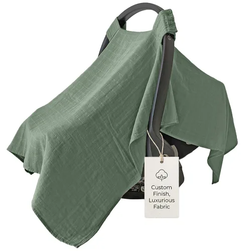 Vista 9 de MOZAH Funda de asiento de coche para bebé, hojas beige, 100% muselina orgánica, suave, transpirable y ligera, esencial para asiento de automóvil