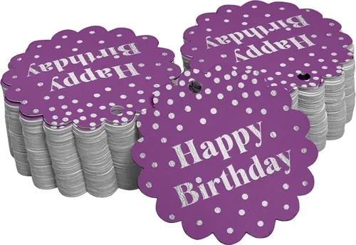 Vista 9 de Etiquetas de papel para colgar con texto en inglés «Happy Birthday» (50 unidades)