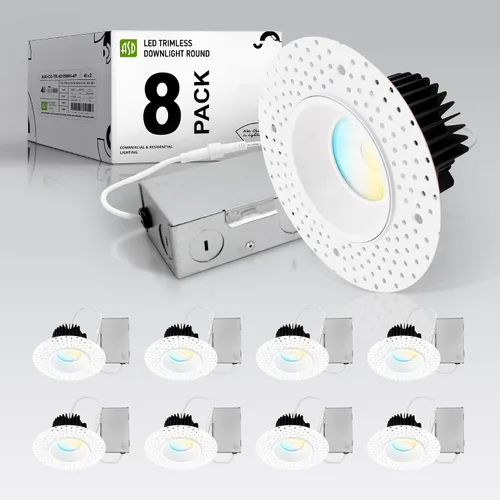 Vista 20 de ASD Sin moldura de 2 pulgadas de luces LED empotradas, 8W 120V redondas para uso comercial, luces regulables sin lata para techo con caja