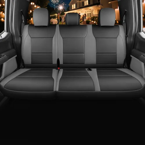 Vista 3 de Red Rain Fundas de cuero para asiento F150, ajuste personalizado para Ford F150 SuperCrew/CrewCab 2015 a 2025 XL XLT STX, camioneta pickup, juego