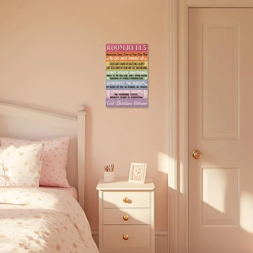 Vista 5 de Cartel de decoración de pared con reglas de dormitorio de niñas adolescentes, decoración estética y preparada para arte de pared de dormitorio