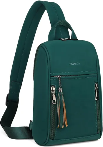 Vista 9 de FADEON Bolso bandolera para mujer, bolso cruzado con borlas, bolsos de hombro y pecho de cuero de diseñador para viajes, Grande