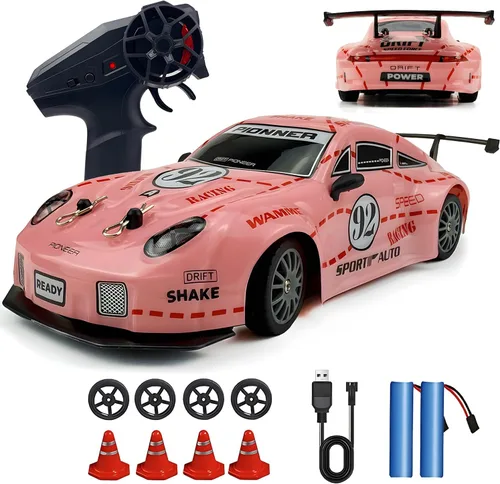 Vista 7 de HTURCCOP 1:24 RC Cybercar, 2.4GHz RC Drift Cars con luz LED, juguetes de carreras para niños y niñas de 8 a 12 años, velocidad ajustable 15.5 mi/H