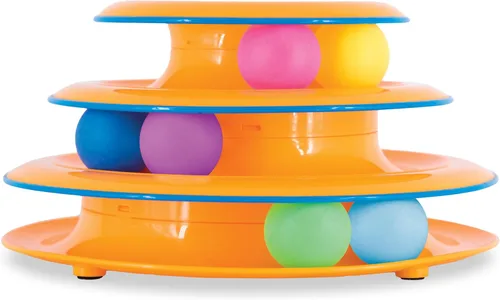 Vista 10 de Petstages - Juguete interactivo para gatos Chase Meowtain de 4 niveles Torre de pista Chase Meowtain