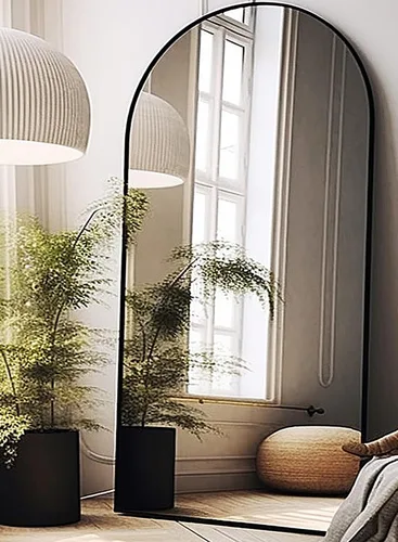 Vista 7 de BEVERDY Espejo arqueado de longitud completa - Espejo de pie de 18"x58" con soporte o montaje en pared para dormitorio y sala de estar - Negro