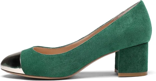 Vista 2 de Eldof Tacones de tacón bajo para mujer, redondos, sin cordones, gruesos, para boda, fiesta, oficina, zapatos de vestir clásicos, 2 pulgadas