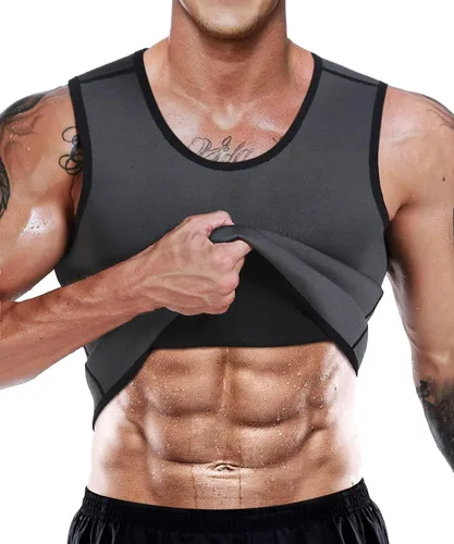 Vista 7 de NonEcho Entrenador de Cintura de Neopreno para Hombre Chaleco de Sauna Gimnasio Camiseta sin Mangas de Sudor Caliente Camiseta de Entrenamiento Faja