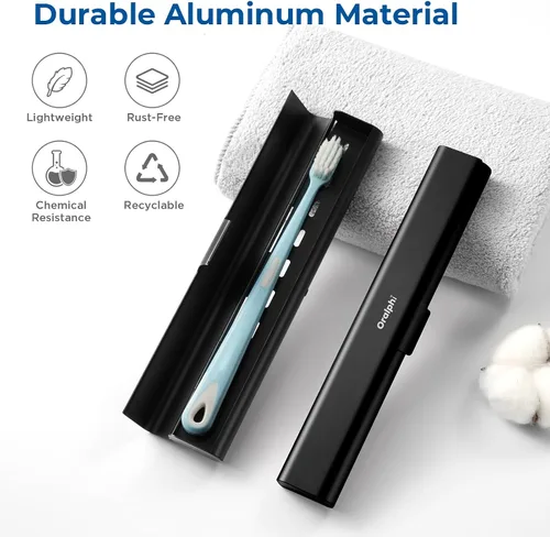 Vista 2 de Estuche de viaje para cepillo de dientes de aluminio, soporte portátil para cepillo de dientes, contenedor resistente para cepillo de dientes manual
